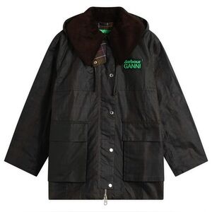 BARBOUR X GANNI HOODED WAX COAT IN CLASSIC TARTAN